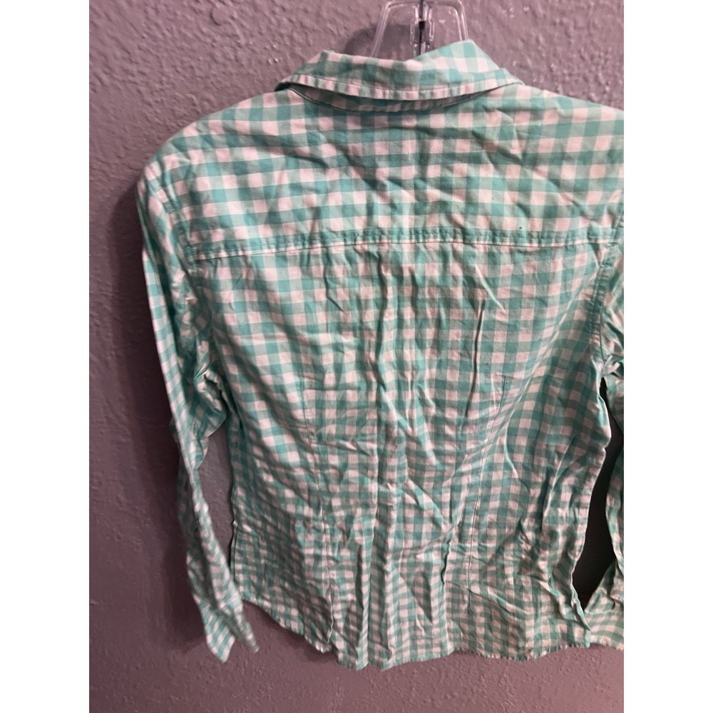 Vineyard Vines Women's Button Up  Shirt Size 4 Teal & White Plaid - Picture 3 of 6